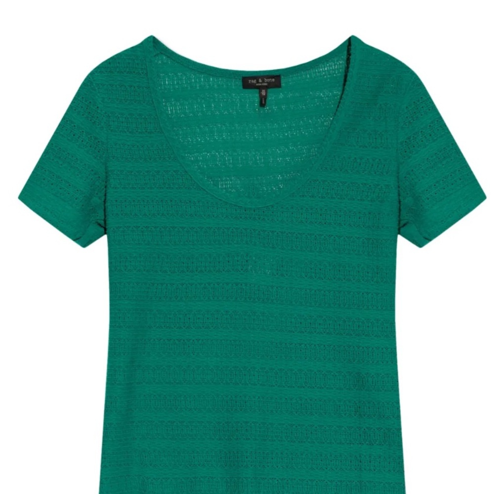 Rag & Bone Julia Textured Scoop Neck T-Shirt size medium color green - Picture 2 of 8
